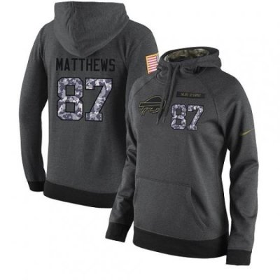 NFL Womens Nike Buffalo Bills 87 Jordan Matthews Stitched Black Anthracite Salute to Service Player Performance Hoodie