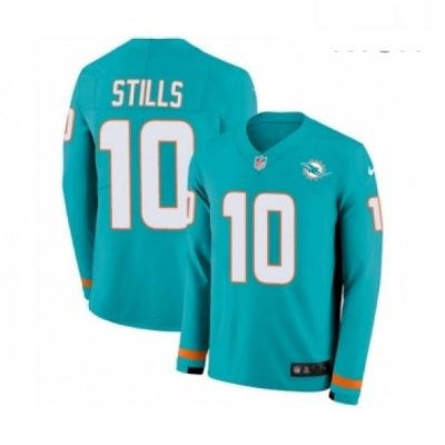 Mens Nike Miami Dolphins 10 Kenny Stills Limited Aqua Therma Long Sleeve NFL Jersey