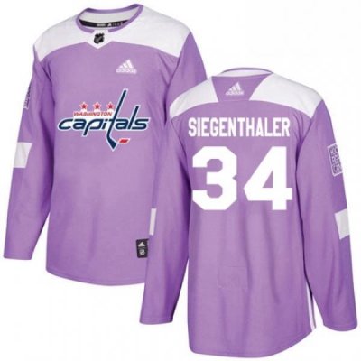 Youth Adidas Washington Capitals 34 Jonas Siegenthaler Authentic Purple Fights Cancer Practice NHL Jersey