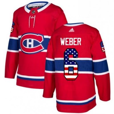 Mens Adidas Montreal Canadiens 6 Shea Weber Authentic Red USA Flag Fashion NHL Jersey