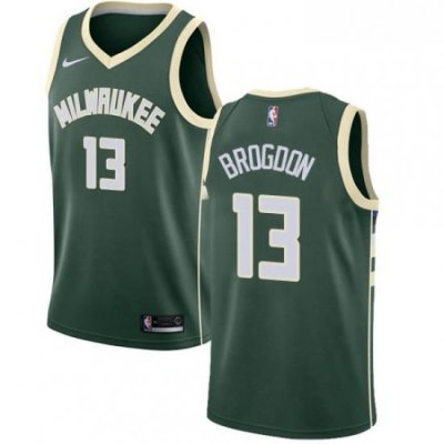 Mens Nike Milwaukee Bucks 13 Malcolm Brogdon Swingman Green Road NBA Jersey Icon Edition