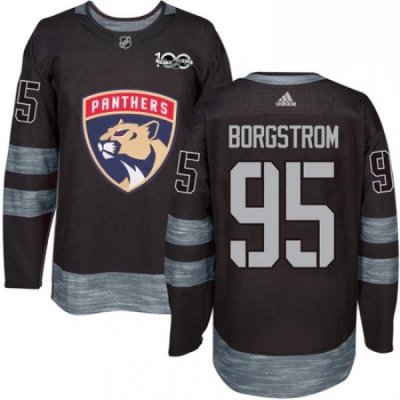 Mens Adidas Florida Panthers 95 Henrik Borgstrom Authentic Black 1917 2017 100th Anniversary NHL Jersey