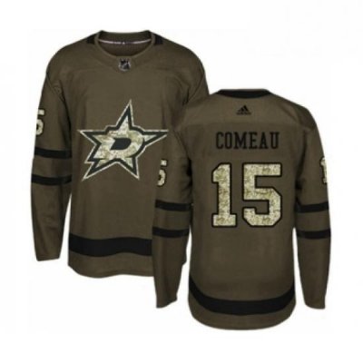 Mens Adidas Dallas Stars 15 Blake Comeau Authentic Green Salute to Service NHL Jersey