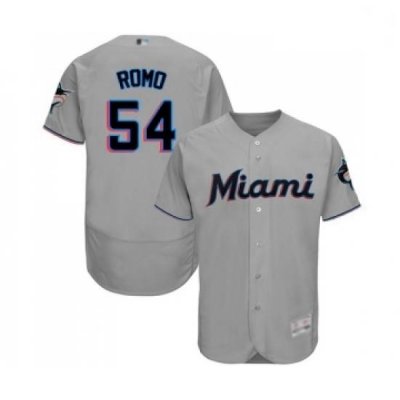 Mens Miami Marlins 54 Sergio Romo Grey Road Flex Base Authentic Collection Baseball Jersey