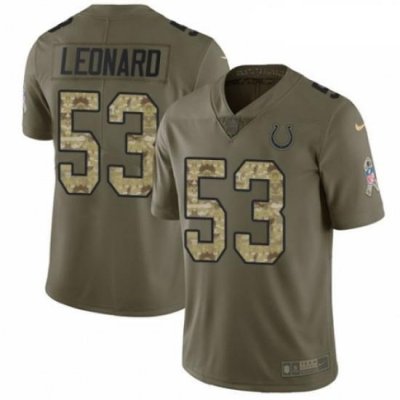 Youth Nike Indianapolis Colts 53 Darius Leonard Limited Olive Camo 2017 Salute to Service NFL Jersey