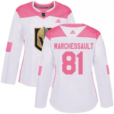 Womens Adidas Vegas Golden Knights 81 Jonathan Marchessault Authentic WhitePink Fashion NHL Jersey