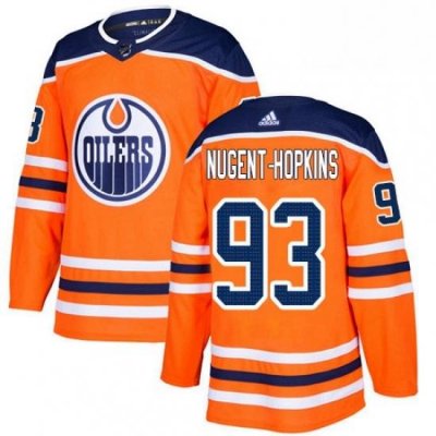 Mens Adidas Edmonton Oilers 93 Ryan Nugent Hopkins Premier Orange Home NHL Jersey