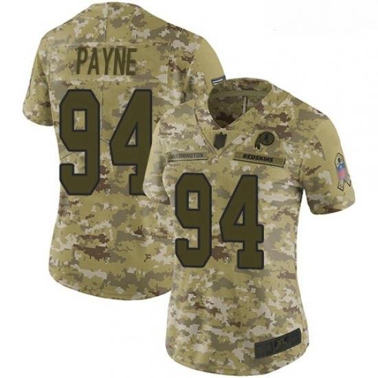 Redskins #94 Da 27Ron Payne Camo Women Stitched Football Limited 2018 Salute to Service Jersey