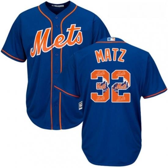 Mens Majestic NeW York Mets 32 Steven Matz Authentic Royal Blue Team Logo Fashion Cool Base MLB Jersey