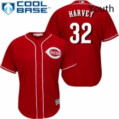 Youth Majestic Cincinnati Reds 32 Matt Harvey Authentic Red Alternate Cool Base MLB Jersey