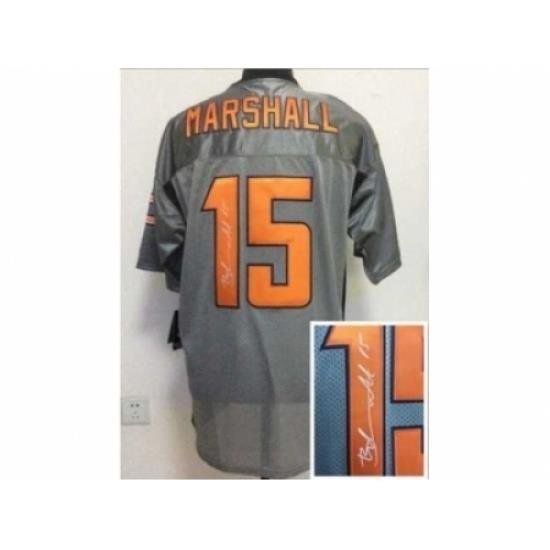 Nike chicago bears 15 Brandon Marshall grey Elite shadow Signed NFL Jersey