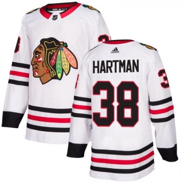 Womens Adidas Chicago Blackhawks 38 Ryan Hartman Authentic White Away NHL Jersey