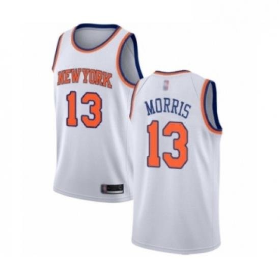 Mens New York Knicks 13 Marcus Morris Authentic White Basketball Jersey Association Edition