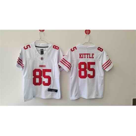 Youth San Francisco 49ers 85 George Kittle White 2024 F U S E  Vapor Untouchable Limited Stitched Football Jersey