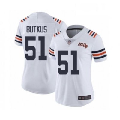 Womens Chicago Bears 51 Dick Butkus White 100th Season Limited Football Jersey