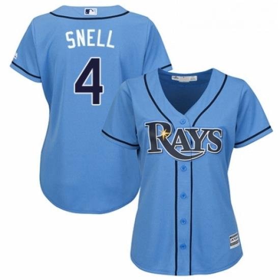 Womens Majestic Tampa Bay Rays 4 Blake Snell Authentic Light Blue Alternate 2 Cool Base MLB Jersey