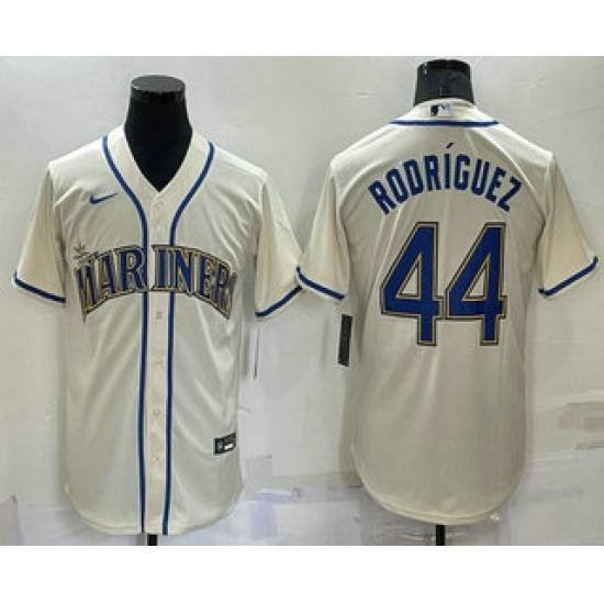 Men Seattle Mariners 44 Julio Rodriguez Cream Stitched MLB Cool Base Nike Jersey