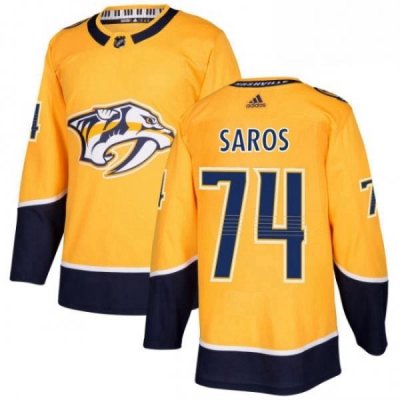 Mens Adidas Nashville Predators 74 Juuse Saros Premier Gold Home NHL Jersey