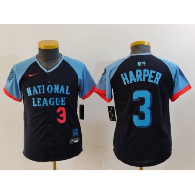 Youth National League 3 Bryce Harper Navy 2024 All Star Limited Stitched Baseball Jersey 6