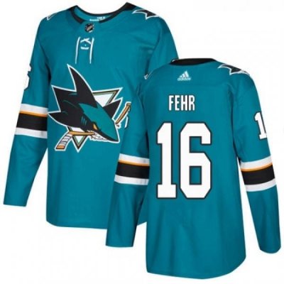 Youth Adidas San Jose Sharks 16 Eric Fehr Authentic Teal Green Home NHL Jersey