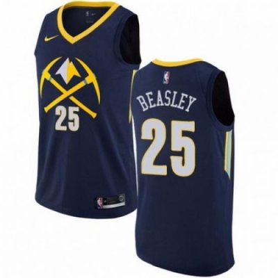 Mens Nike Denver Nuggets 25 Malik Beasley Swingman Navy Blue NBA Jersey City Edition