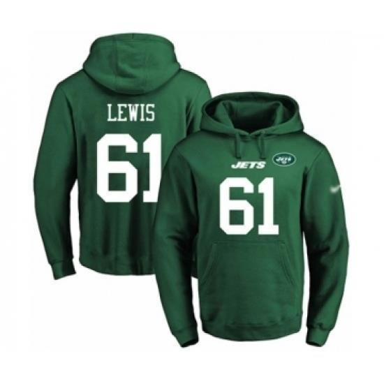 Football Mens New York Jets 61 Alex Lewis Green Name Number Pullover Hoodie