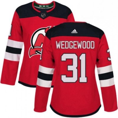 Womens Adidas New Jersey Devils 31 Scott Wedgewood Authentic Red Home NHL Jersey