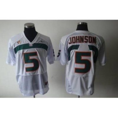 Hurricanes #5 Andre Johnson White Embroidered NCAA Jerseys