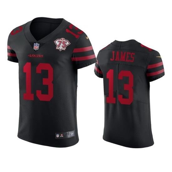 Nike San Francisco 49ers 13 Richie James Black Alternate Men 75th Anniversary Stitched NFL Vapor Untouchable Elite Jersey