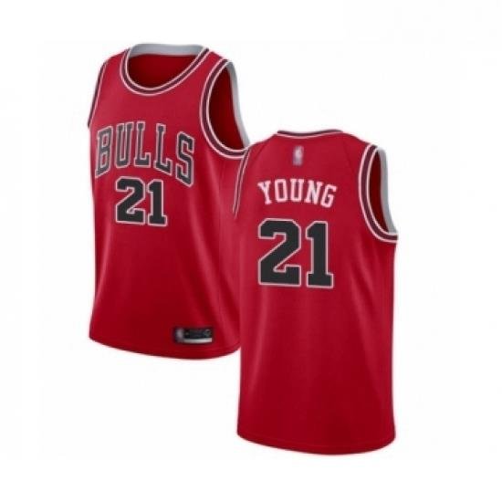 Womens Chicago Bulls 21 Thaddeus Young Swingman Red Basketball Jersey Icon Edition