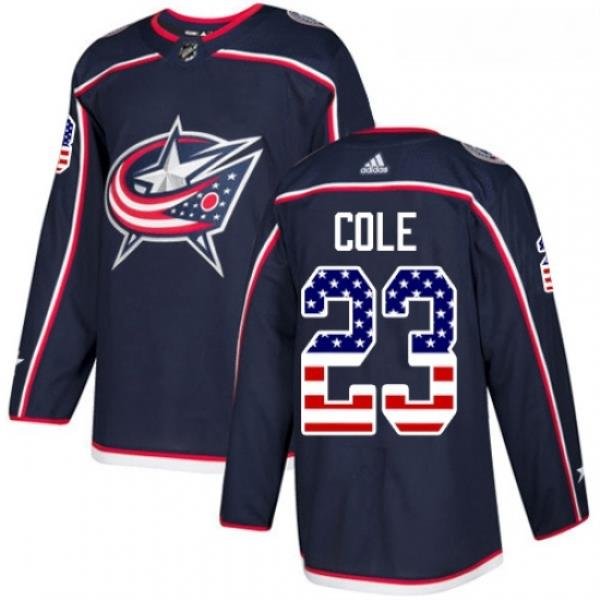 Youth Adidas Columbus Blue Jackets 23 Ian Cole Authentic Navy Blue USA Flag Fashion NHL Jersey