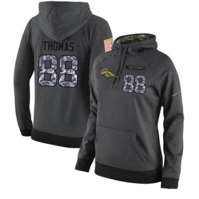 NFL Womens Nike Denver Broncos 88 Demaryius Thomas Stitched Black Anthracite Salute to Service Player Performance Hoodie