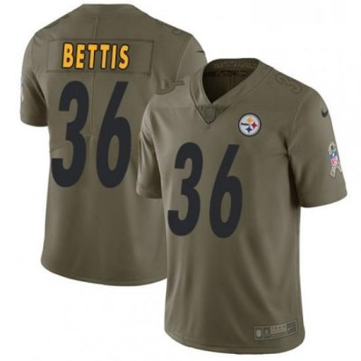 Youth Nike Pittsburgh Steelers 36 Jerome Bettis Limited Olive 2017 Salute to Service NFL Jersey