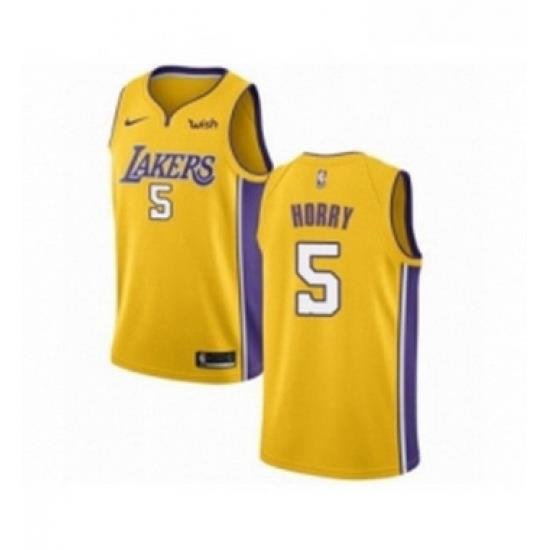 Youth Los Angeles Lakers 5 Robert Horry Swingman Gold Home Basketball Jersey Icon Edition