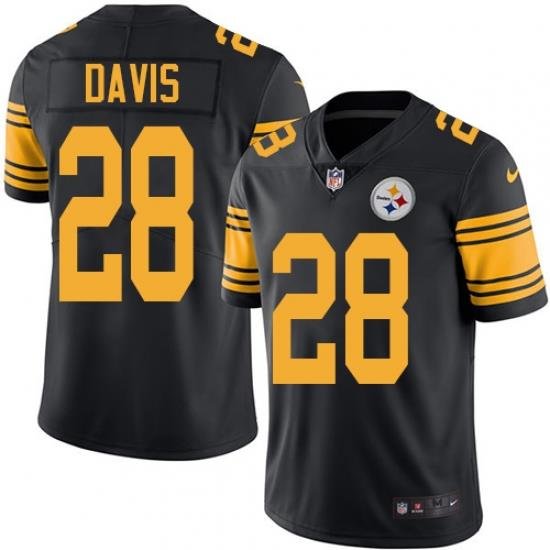 Youth Nike Steelers #28 Sean Davis Black Stitched NFL Limited Rush Jersey