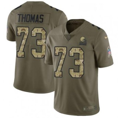 Mens Nike Cleveland Browns 73 Joe Thomas Limited OliveCamo 2017 Salute to Service NFL Jersey