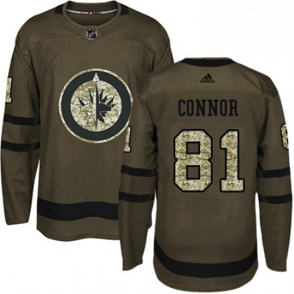 Youth Adidas Winnipeg Jets 81 Kyle Connor Authentic Green Salute to Service NHL Jersey