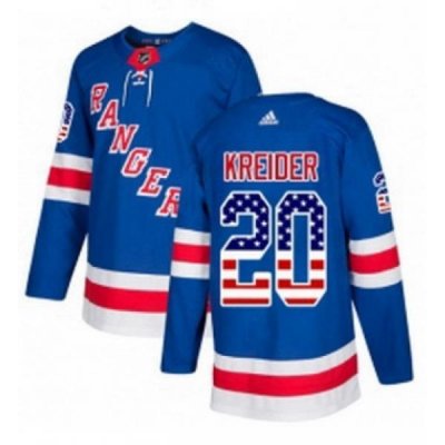 Mens Adidas New York Rangers 20 Chris Kreider Authentic Royal Blue USA Flag Fashion NHL Jersey