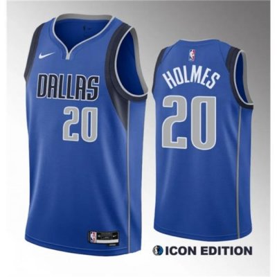 Men Dallas Mavericks 20 Richaun Holmes Blue 2023 Draft Icon Edition Stitched Basketball Jersey