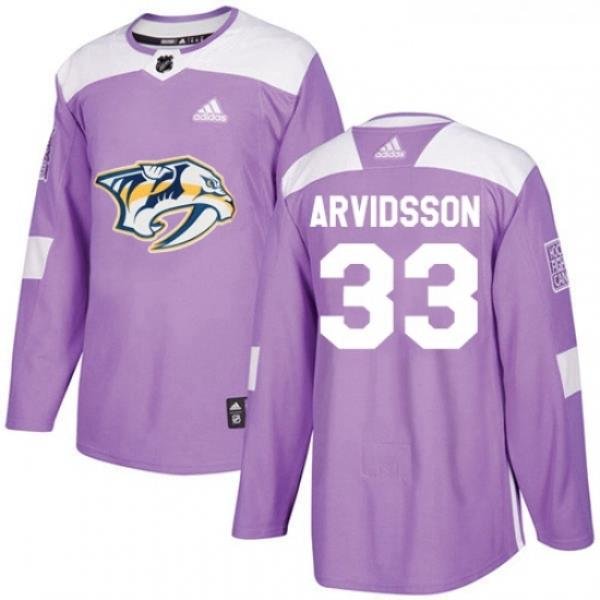 Youth Adidas Nashville Predators 33 Viktor Arvidsson Authentic Purple Fights Cancer Practice NHL Jersey