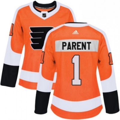 Womens Adidas Philadelphia Flyers 1 Bernie Parent Premier Orange Home NHL Jersey