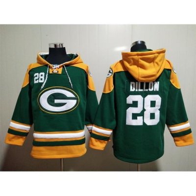 NFL Men Green Bay Packers 28 A J Dillon Stitched Hoodie