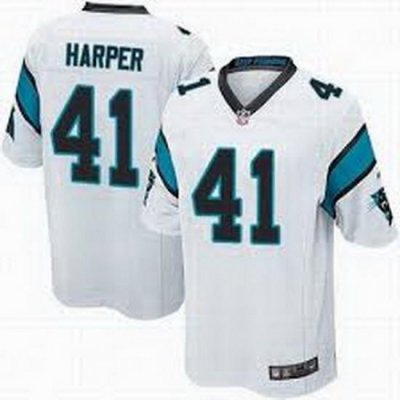 Nike Panthers #41 Roman Harper White Mens Stitched NFL Elite Jersey