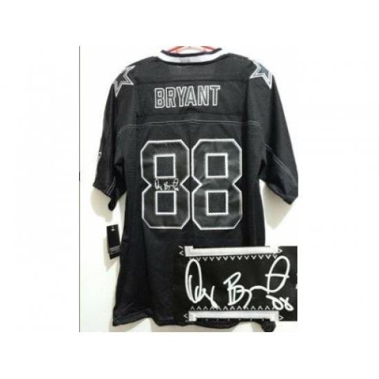 Nike Dallas Cowboys 88 Dez Bryant Black Elite Light Out Signed NFL Jersey