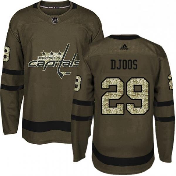 Youth Adidas Washington Capitals 29 Christian Djoos Authentic Green Salute to Service NHL Jersey