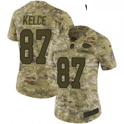 Womens Nike Kansas City Chiefs 87 Travis Kelce Limited Camo 2018 Salute to Service NFL Jersey