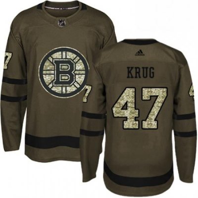 Mens Adidas Boston Bruins 47 Torey Krug Authentic Green Salute to Service NHL Jersey