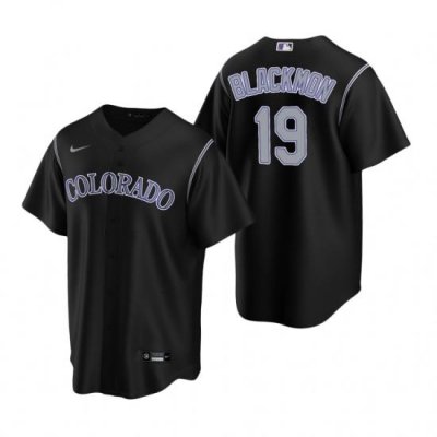 Mens Nike Colorado Rockies 19 Charlie Blackmon Black Alternate Stitched Baseball Jerse