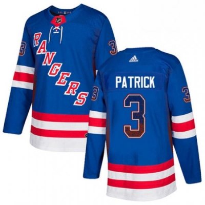 Mens Adidas New York Rangers 3 James Patrick Authentic Royal Blue Drift Fashion NHL Jersey