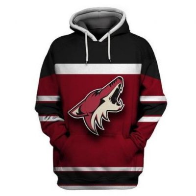 Men Arizona Coyotes Wine All Stitched Hooded Sweatshirt